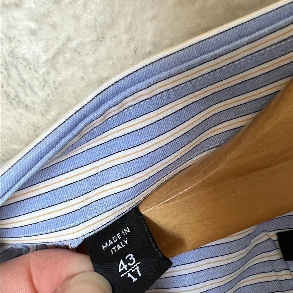 Gucci blue & white yellow pinstripe button down cotton dress shirt